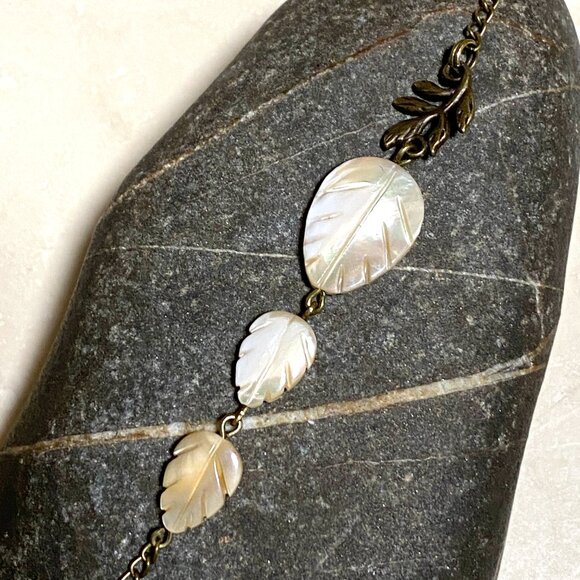 2/$20, Mother of Pearl Leaf Branch Bronze Necklace - Picture 10 of 13